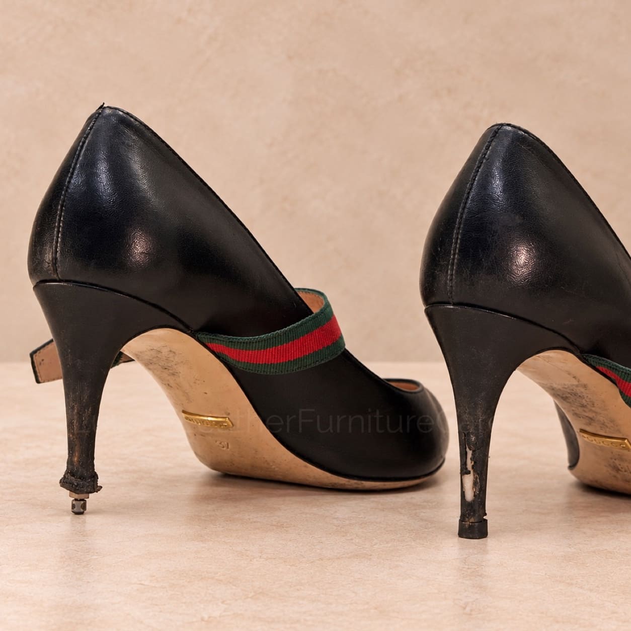 Shoes before treatment demonstration